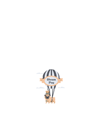 Steampug - mops model negru pe tricou