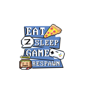Eat, Sleep, Game respawn model alb pe tricou