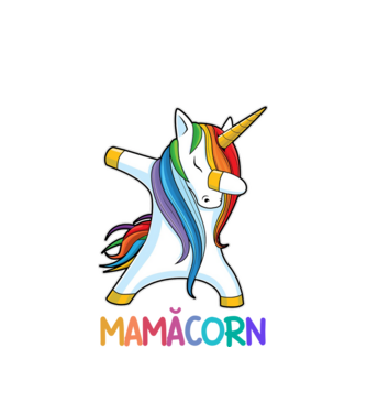 mamăcorn model alb pe tricou
