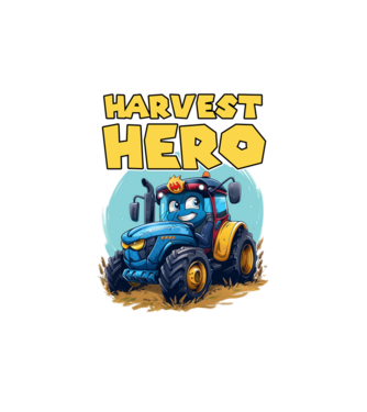 Harvest Hero Tractor model alb pe tricou