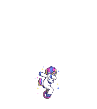 Unicorn pe monociclu model alb pe tricou