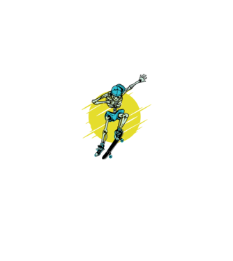 Schelet Skateboarder model alb pe tricou