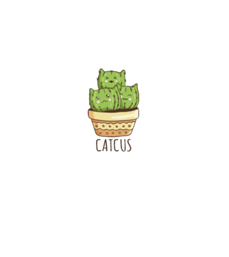 Catcus Pisică Cactus model alb pe tricou