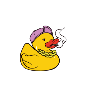 rățușcă de cauciuc Smoker model alb pe tricou