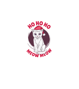 Ho Ho Ho Ho Ho Ho Ho Meow Meow Crăciun cu pisică model alb pe tricou