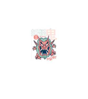Oni Yokai Anime model negru pe tricou