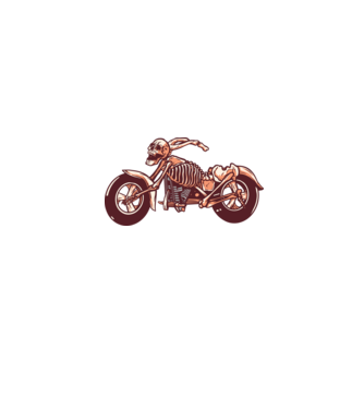 Motocicletă cu Schelet model alb pe tricou