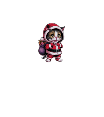 Santa Cat model negru pe tricou