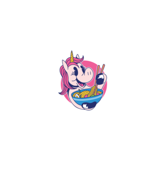Unicorn Ramen model negru pe tricou