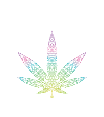 Frunză colorată de marijuana model alb pe tricou