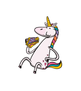 Unicorn cu prăjitură model alb pe tricou
