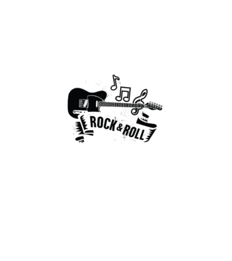 Rock & Roll chitară model negru pe tricou