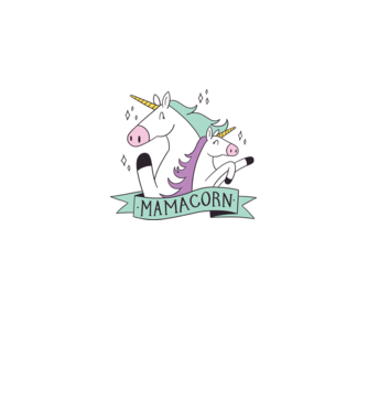 Mamacorn model alb pe tricou
