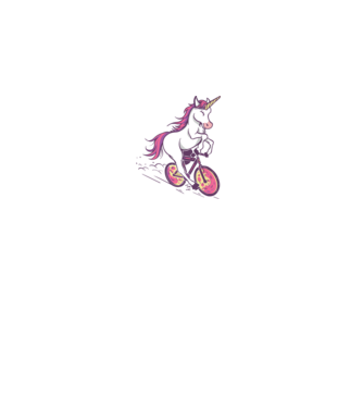 unicorn cu bicicletă model alb pe tricou