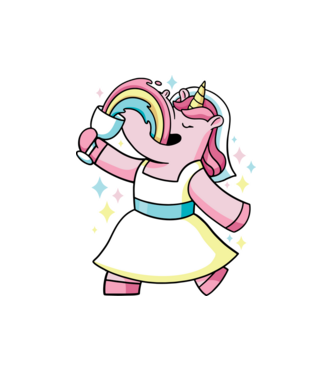 Unicorn Mireasă model alb pe tricou
