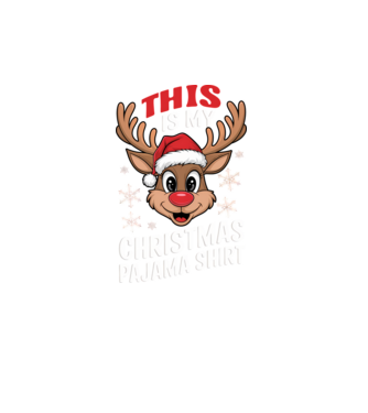 Christmas Pajama Reindeer Negru model turcoaz pe tricou