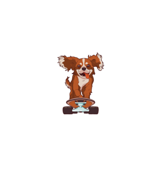 Skateboarding Cavalier King Spaniel model verde închis pe tricou