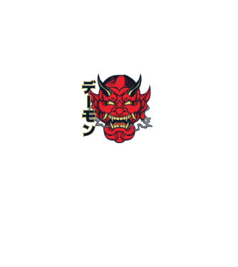 Mască demon chinez model alb pe tricou