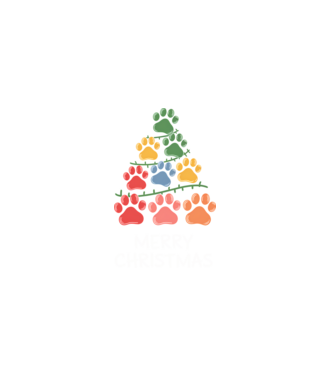 Merry Christmas Paws Negru model negru pe tricou