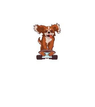 Skateboarding Cavalier King Spaniel model negru pe tricou