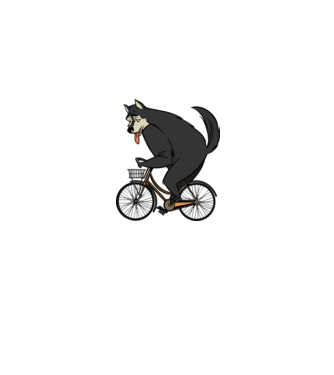 Lup pe bicicletă model gri pe tricou