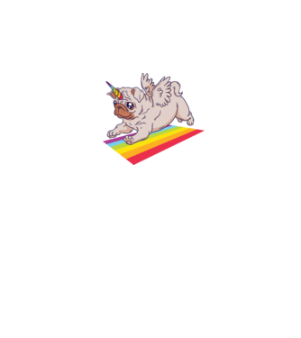Pugicorn - mops unicorn model albastru închis pe tricou