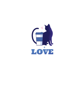 Cafea + Pisici = dragoste model albastru jeanși pe tricou