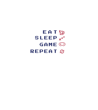 Eat Sleep Game Repeat model nisipiu pe tricou