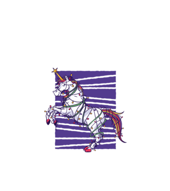 Unicorn pom de Crăciun model alb pe tricou