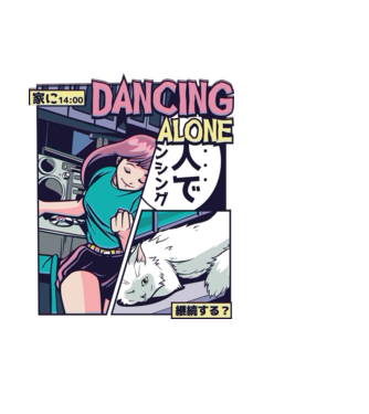 Anime Vaporwave benzi desenate model negru pe tricou