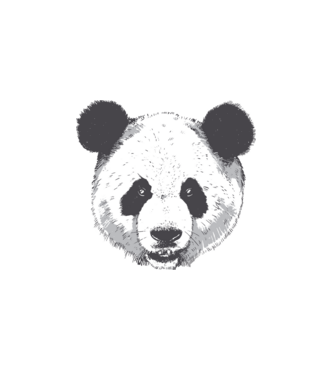Cap de panda model alb pe tricou