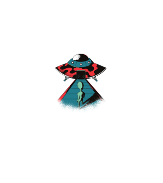 Alien Ufo model negru pe tricou
