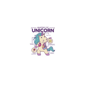 Unicorn Anatomie model roz deschis pe tricou