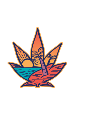 Apus de soare Frunză de marijuana model negru pe tricou