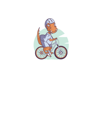 Dinozaur de T-Rex cu bicicletă model turcoaz pe tricou
