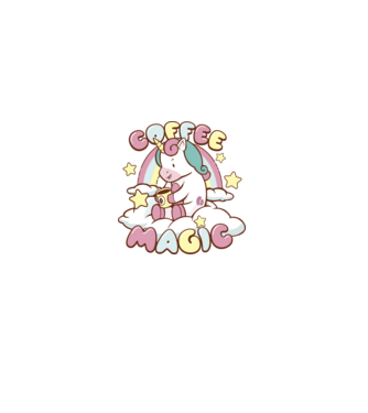 Cafea Magică Unicorn model negru pe tricou
