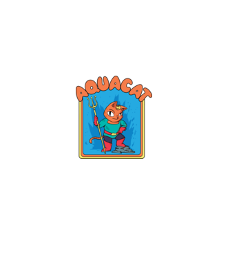 Aquacat model turcoaz pe tricou