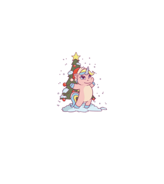 Unicorn de Crăciun model roz deschis pe tricou