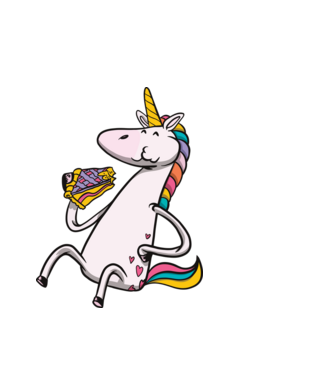 Unicorn cu prăjitură model alb pe tricou