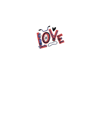 Love Bicicletă model alb pe tricou