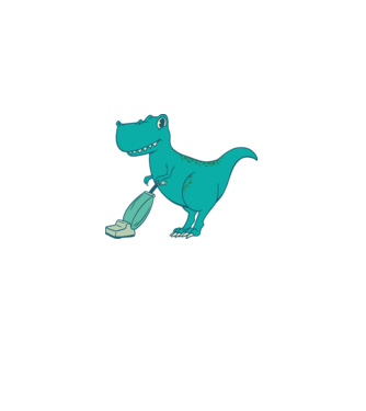 T-rex făcând curățenie model alb pe tricou