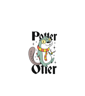 Potter Otter Vidra model alb pe tricou