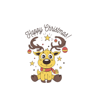Happy Christmas Reindeer Alb model alb pe tricou
