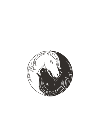 Călăreț Yin Yang model alb pe tricou