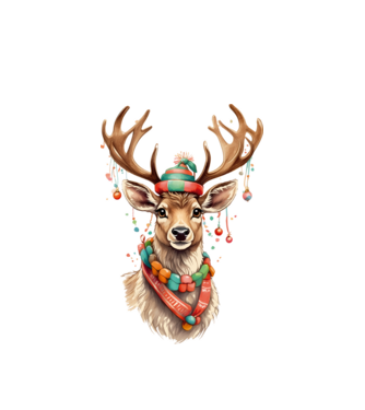 Festive Reindeer model alb pe tricou