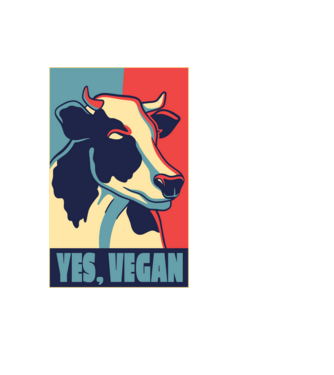 Yes, Vegan model alb pe tricou