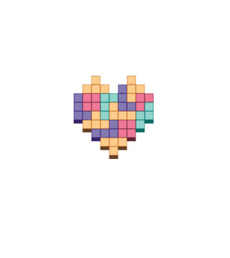 Inimă Tetris model alb pe tricou