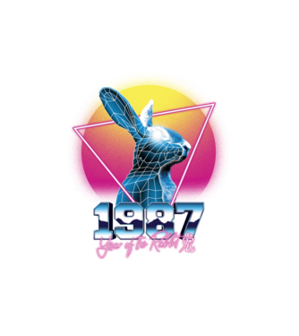 1987 Year of the Rabbit model alb pe tricou