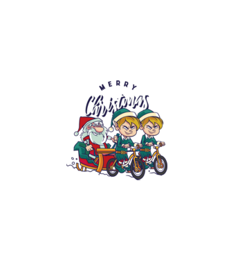 Merry Christmas Moș Crăciun cu sanie cu bicicletă model turcoaz pe tricou
