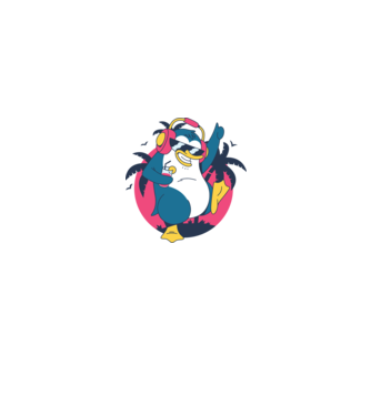 Pinguin de Petrecere model turcoaz pe tricou